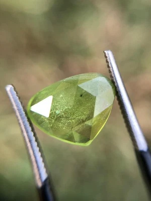 3.40 Ct Natural Green Peridot Heart shape Rose Cut Loose Gemstone - Image 1 of 4
