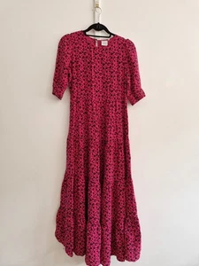 Scamp & Dude Leopard Print Maxi Dress UK 10 Pink Tiered Flaw Boho Style - Picture 1 of 15