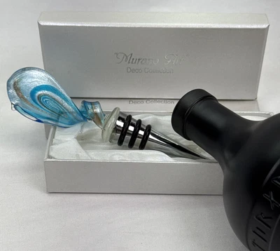 Винтажная муранская стеклянная винная пробка в подарочной коробке коллекция ар-деко - Изображение 1 из 4