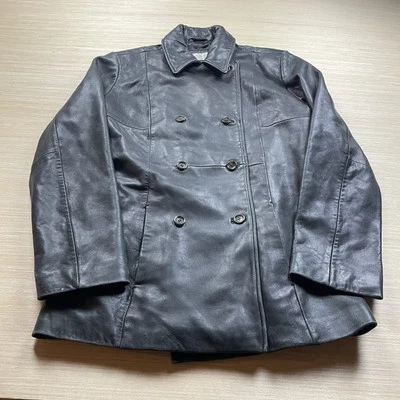 Marc New York Vintage 90s Y2K Leather Coat S Jacket Cyber Goth Double Breasted - Image 1 of 4