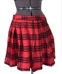 Y2K Tartan Plaid Pleated Mini Skirt Junior L Women’s M Skater Emo Goth Uniform - Picture 1 of 10