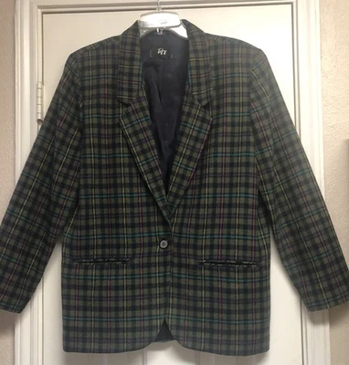 Lindo Blazer Tofy a Cuadros Botón Único para Mujer Talla 10 Hecho en EE. UU. ¡Pre amado Lindo! Foto 1 de 4