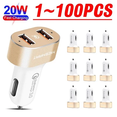 Lote de bloque adaptador de corriente cargador de coche USB rápido doble USB rápido para iPhone 16 15 14 Pro Foto 1 de 4