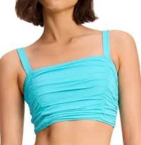 Kate Spade Solids Square Neck Shirred Bikini Top In River Blue Sz XL New - Picture 1 of 6
