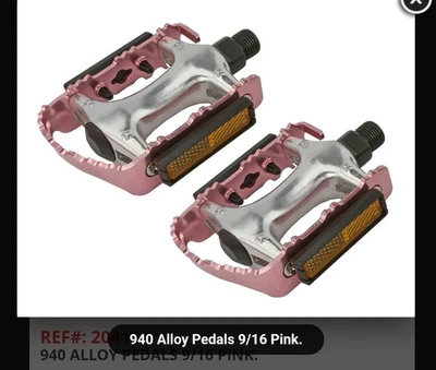 NEW PINK ALLOY BICYCLE PEDALS, 9/16 SEE PICTURES, BMX, CRUISER - Image 1 of 2