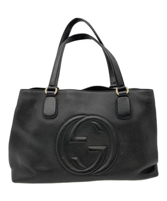 Borsa a tracolla Gucci 308363 Soho Interlocking G in pelle nera 130361K - Immagine 1 di 4