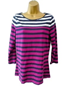 Camiseta deportiva de algodón elástica a rayas rosa azul blanco talla 10 12 THE LIMITED para dama - Imagen 1 de 9