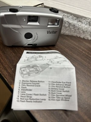 Vivitar Built In Flash 35mm Manual Point and Shoot Camera. Power 1 AA Battery - Image 1 of 4