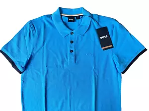 NWT Hugo BOSS Phillipson Golf Polo Shirt Sz M Blue - Picture 1 of 9