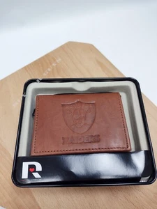 Oakland Raiders NFL Embossed Leather Trifold Wallet - Men's Brown Wallet - Picture 1 of 4