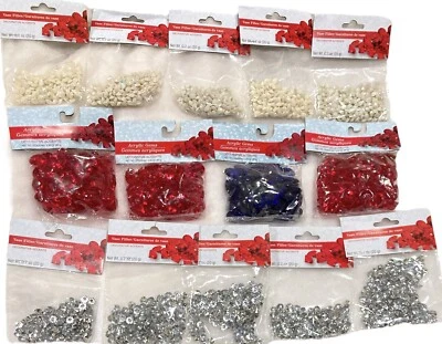 14 paquetes de gemas acrílicas/rellenos de jarrón detalles de mesa rojo azul plata concha de diamante Foto 1 de 4