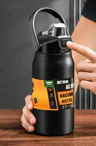 Portable Thermos with Straw 304 Stainless Steel Thermal Mug Tumbler Coffee Cup - Picture 1 of 32