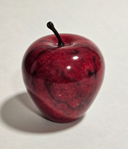 Vintage Red Marble Stone Apple Figurine Paperweight 3 3/4" Tall
