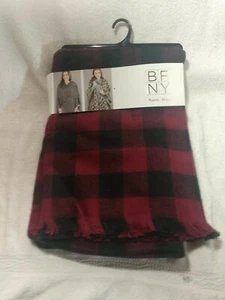 Berkshire Fashions New York (BFNY) Ruana Wrap One Size Maroon & Black Plaid (New - Picture 1 of 4