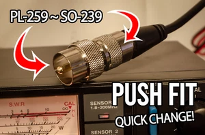 PL-259 x SO-239 • Easy push fit adaptor • Quick patch lead swaps • Male/Fem - Picture 1 of 4