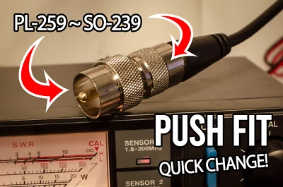 PL-259 x SO-239 • Easy push fit adaptor • Quick patch lead swaps • Male/Fem - Image 1 of 4