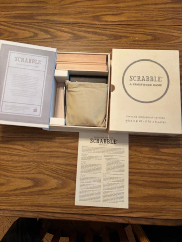 Scrabble - Vintage Bookshelf Edition - New - White - Board Game - Image 1 of 1