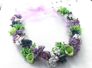 Lilac/Lime Green/Dark Blue/White - Wedding Halo - by Valerie J - Picture 1 of 6
