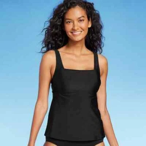 Kona Sol Tankini Swim Top Women Black Hidden Underwire Square Neck, M Medium - Picture 1 of 5