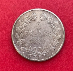 Beautiful 5 Francs Louis Philippe I coin, type "I" further away 1847 A. VF - Picture 1 of 3