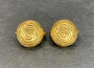Vintage Clip On Earrings Gold Tone Swirl Thumbprint MCM 1/2” - Picture 1 of 6