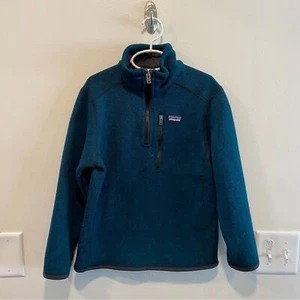 Patagonia Kids Better Sweater 1/4 Zip Fleece small 7/8 teal pullover sweatshirt - Picture 1 of 7