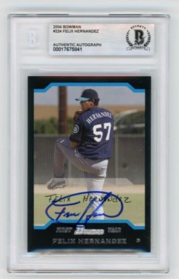 2004 Bowman FELIX HERNANDEZ #224 Rookie Auto Card Beckett BAS Signed - Image 1 of 2