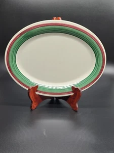 Vintage Melamine Restaurant Ware Platter/Plate 12" set of 4 Red/Green Stripe - Picture 1 of 4