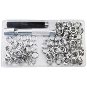 100 Sets Grommet Tool Silver Metal Eyelets 10mm with Hole Tool for Leather - Picture 1 of 8