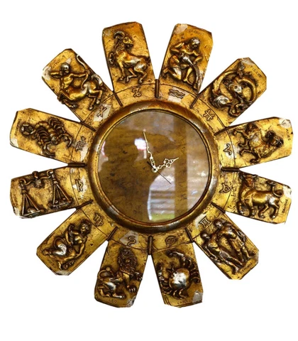 31” Mid Century Modern Rare Vintage Sculptrual Zodiac Wall Clock Vintage Cover