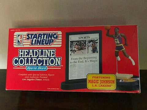 1992 MAGIC JOHNSON LOS ANGELES LAKERS HEADLINE KENNER STARTING LINEUP NBA HOF! Cover