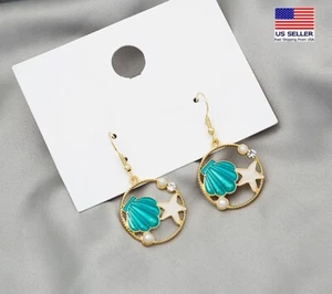 Gorgeous Women Elegant Earrings Retro Shell Starfish Pearl Ocean Style 1601 - Picture 1 of 4
