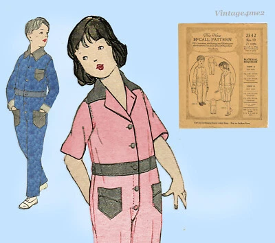 1920s Vintage McCall Sewing Pattern 2342 Uncut Childrens Coveralls Size 10 - Image 1 of 4