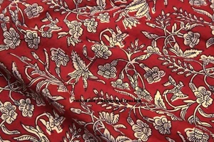 5 Yard Indian Hand Block Floral Print Fabric 100%Cotton Women Dress Voile Fabric - Picture 1 of 3