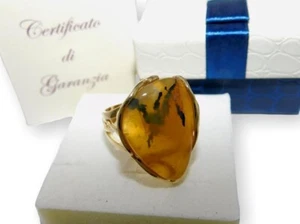 Anillo Hecho a Mano de Italia en Piedras Preciosas Naturales y Plata 925 Ajustable P con DORADO - Imagen 1 de 3