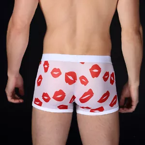 Boxer taille XL blanc transparent motif bisous sexy sheer Ref:S52 - Imagen 1 de 6