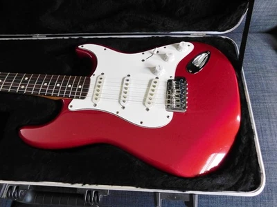 1998 Fender MIM  Squire Stratocaster Metallic Red W/Fender TSA Hard Shell Case - Image 1 of 4