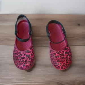 Crocs Pink Animal Print Maryjane Flat 7 - Picture 1 of 4