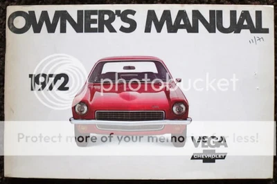 CHEVROLET VEGA USA Car Owners Manual Handbook 1972 1st Edition #ST-303-72 - Image 1 of 3