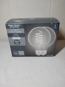 2 PK 60 Watt Soft White Better Homes & Gardens 6.5W 60w G25 Dimmable Clear - Picture 1 of 9