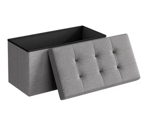 30 Inches Folding Storage Ottoman Bench For Bedroom Living Room -Light Gray - Picture 1 of 7