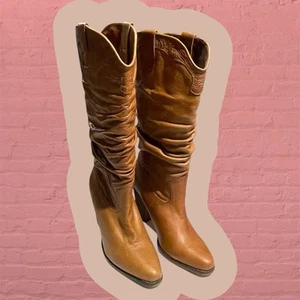 “Vintage” GESAR Steve Madden Slouch Leather Western Heel Boots 9 / WORN ONCE! - Picture 1 of 11