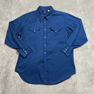 Vintage Sears Western Wear Shirt Mens XL Blue Pearl Snap True Vintage 60s 70s - Picture 1 of 8