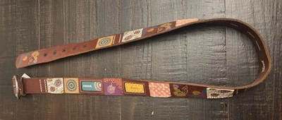 Fossil VTG Brown Patchwork Multicolor Butterfly Leather Belt large - Image 1 of 4