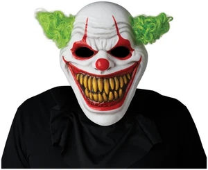 Ha Ha Homocidal Horror Clown Joker Evil Adult Mens Costume Light Up 1/2 Mask - Picture 1 of 2