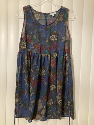 Delias Blue Sheer Floral Tunic Dress Vintage Y2K Vacation Resort Wear Festival - Image 1 of 4