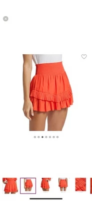 Mini-saia RAMY BROOK Wendy com babados alargados laranja GG nova com etiquetas - Imagem 1 de 4