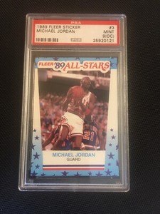 1989 Fleer MICHAEL JORDAN PSA 9 MINT All Stars Sticker #3 Chicago Bulls HOF GOAT