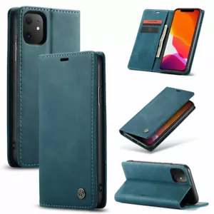 Vintage Leather Flip Wallet Case Card Slots Stand Cover for iPhone and Samsung  - Picture 1 of 17