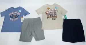 Boys 4 Piece Short Sleeve Graphic T-Shirts Shorts Outfits Sets Size 8 NEW - Picture 1 of 6